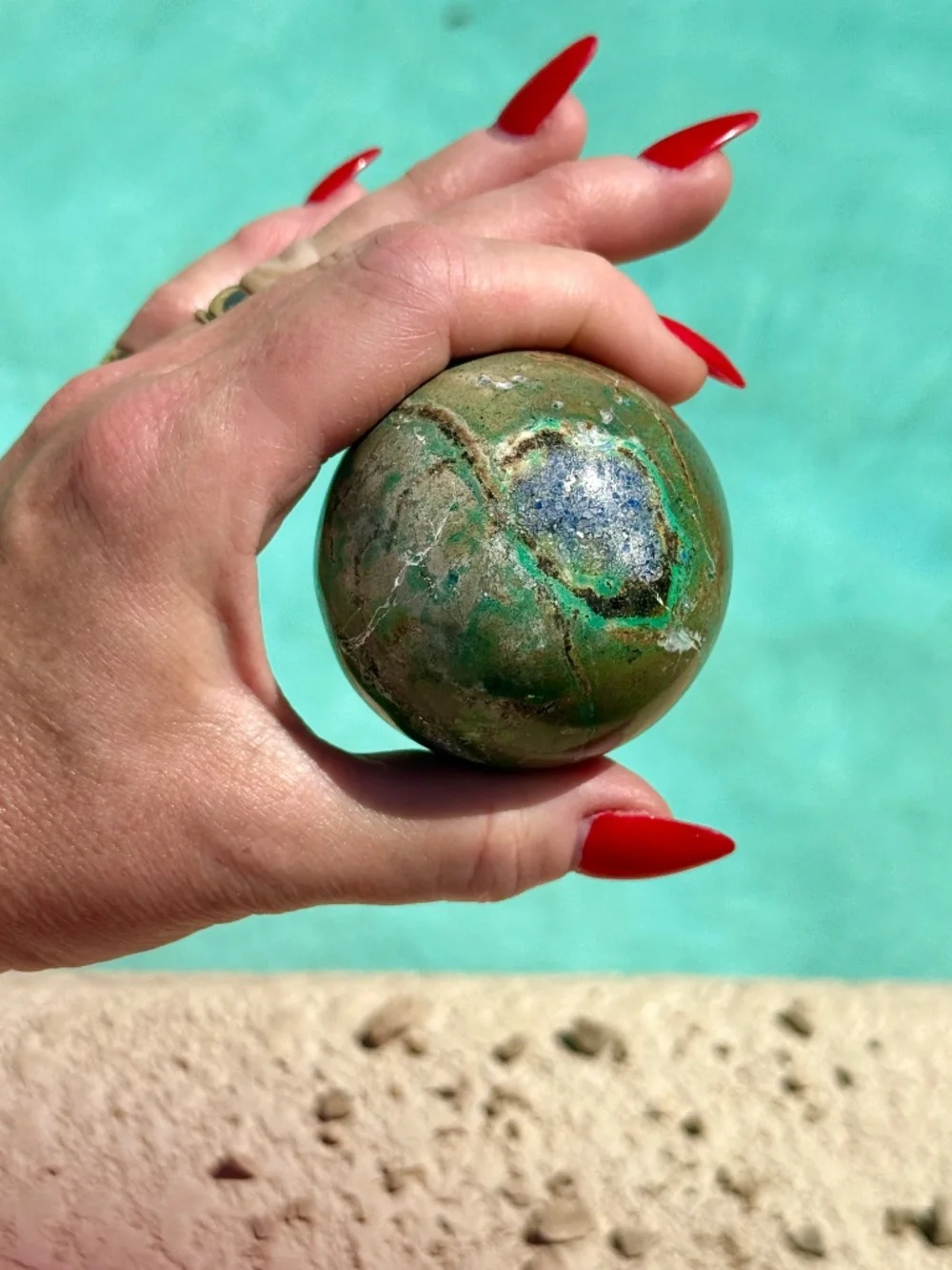 AAA Peruvian Chrysocolla Earthy Green Copper Mineral Crystal Sphere